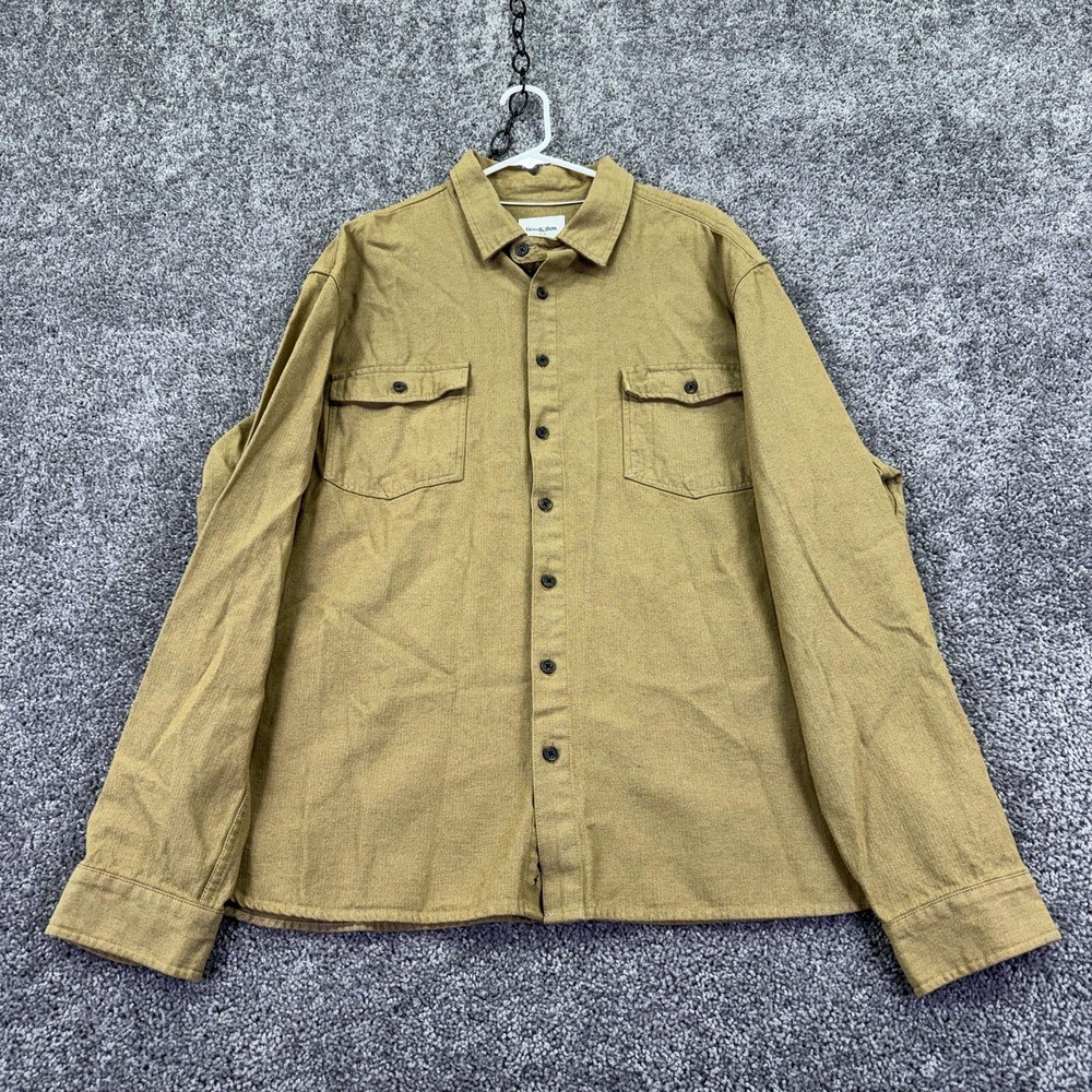Goodfellow & Co Shirt Mens 2XL Brown Long Sleeve Button Casual Pockets Work